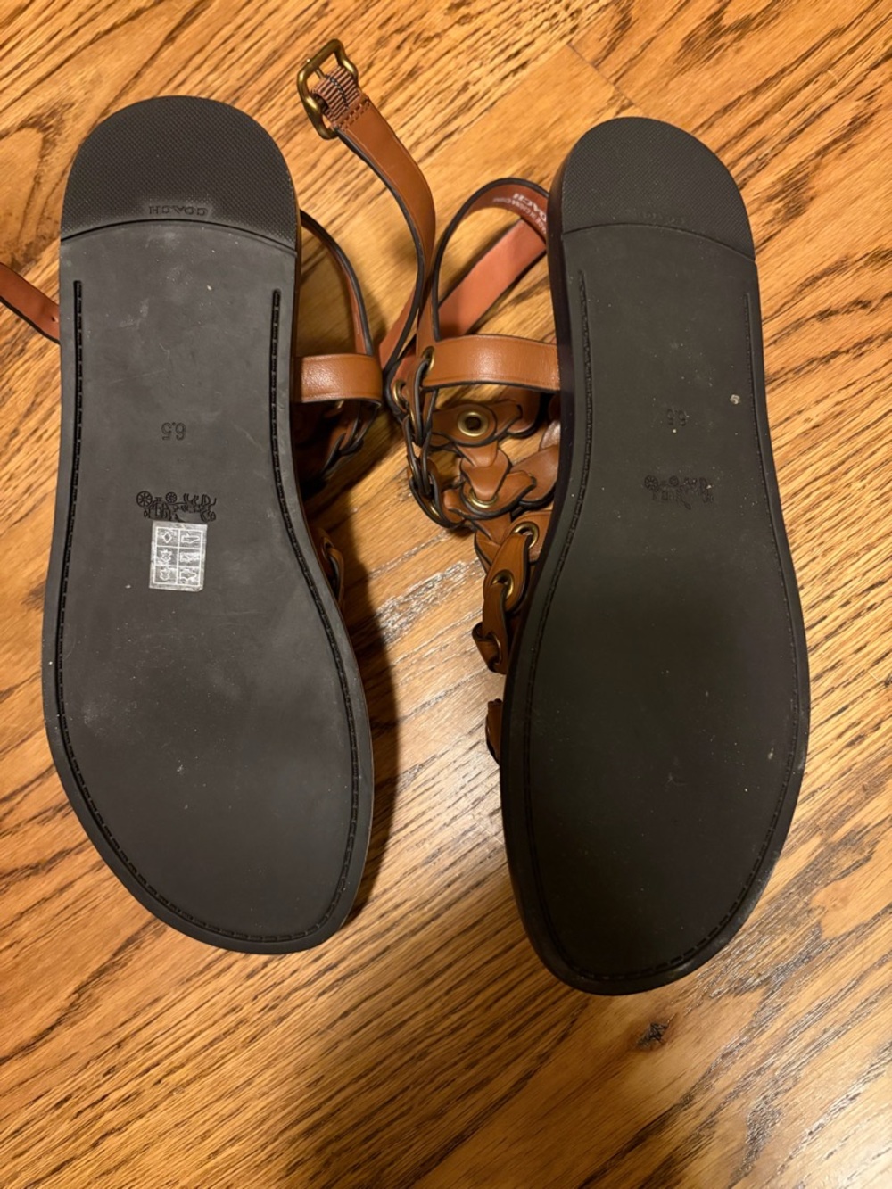 COACH Brown Leather Gladiator Sandals - Picture 3 of 4
